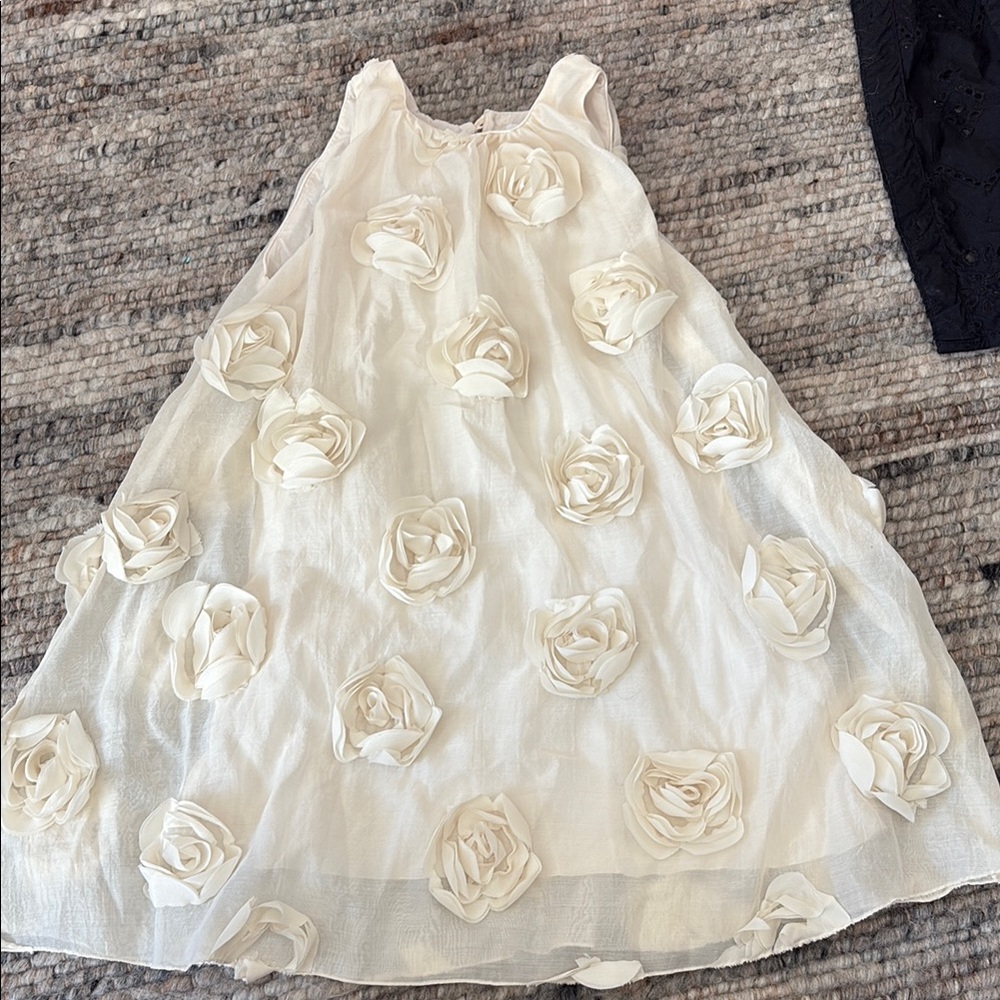 Zara Elegant Cream Floral Kids Dress